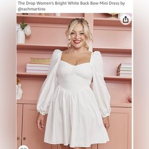 The Drop Women's Bright White Back Bow Mini Dress by Rachel Martino